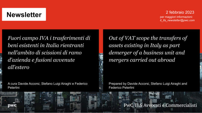 Fuori campo IVA i trasferimenti di beni esistenti in Italia rientranti nell’ambito di scissioni di ramo d’azienda e fusioni avvenute all’estero