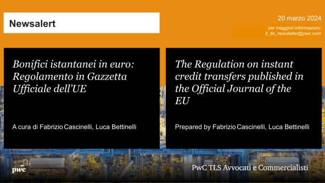 Bonifici istantanei in euro: Regolamento in Gazzetta Ufficiale dell’UE