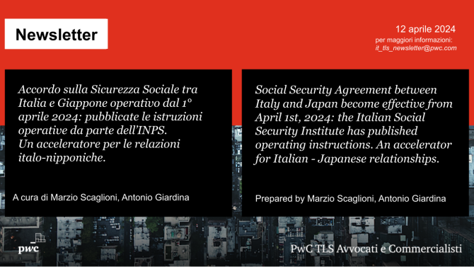 Accordo sulla Sicurezza Sociale tra Italia e Giappone operativo dal 1° aprile 2024
