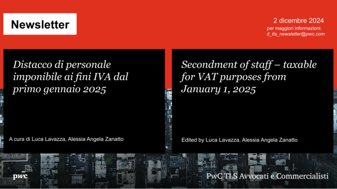 Distacco personale imponibile IVA dal 01/01/2025 - Staff secondment taxable for VAT from 01/01/2025
