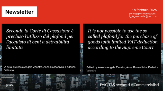 Plafond IVA escluso per beni a detraibilità limitata – Cassazione - No VAT plafond for goods with limited deduction – Supreme Court