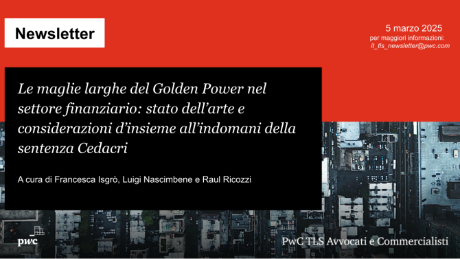 Golden Power nel settore finanziario – riflessioni post Cedacri