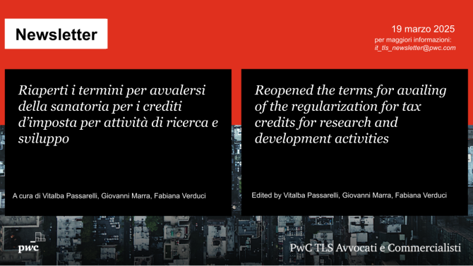 Riaperti termini per sanatoria crediti R&S – Avviso aggiornato - Reopened terms for tax credit regularization – R&D activities