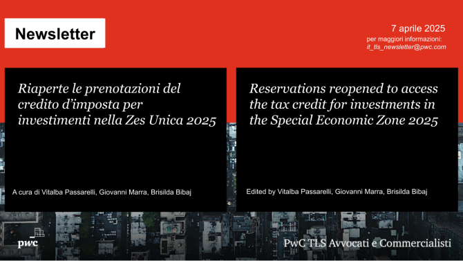 ZES Unica 2025: riaperte le prenotazioni del credito d’imposta - Tax credit reservations reopen for 2025 Special Economic Zone