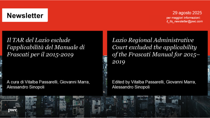 Lazio Regional Administrative Court excluded the applicability of the Frascati Manual for 2015–2019