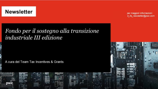 Fondo per il sostegno alla transizione industriale III edizione